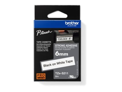 Samolepiaca páska Brother TZe-S211 6 mm biela/čierna