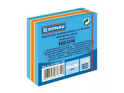 Bloček Donau neónový 50 x 50 mm, mix neónových farieb, 250 lístkov