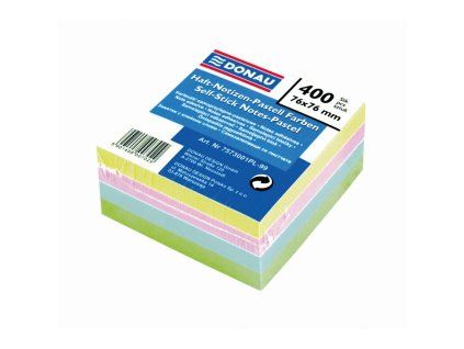 Bloček DONAU 76 x 76 mm, 4 pastelové farby, 400 lístkov