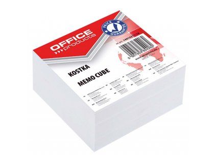 Bloček kocka OFFICE PRODUCT poznámkový lepený biely, 85 x 85 x 40 mm