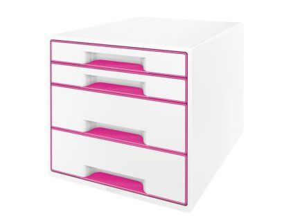 Zásuvkový box Leitz WOW so 4 zásuvkami ružový