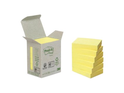 Samolepiaci bloček Post-it recyklované, 38x51 mm, žlté