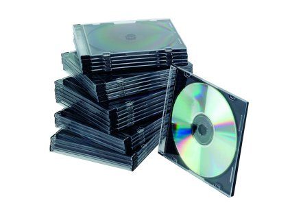 Obal Slim na CD/DVD Q-CONNECT z plastu čierny/priehľadný, 25ks