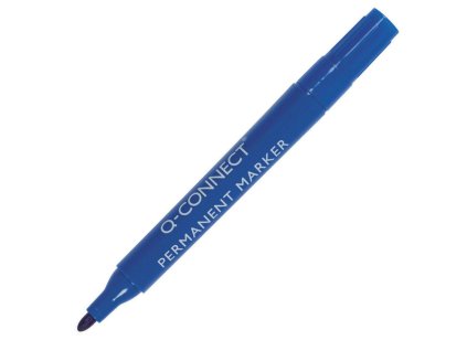 Permanentný popisovač Q-CONNECT okrúhly hrot, modrý