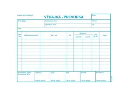 Výdajka - prevodka, A5, bez DPH, samoprepis s kart. obálkou a podložkou