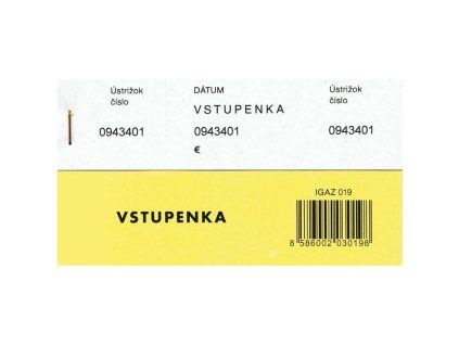 Vstupenka číslovaná 3-dielna, 100 listov