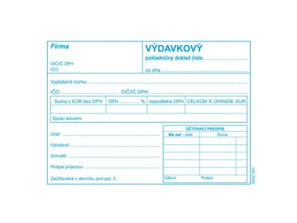 Výdavkový pokladničný doklad s DPH, samoprepis, A6, 100 listov