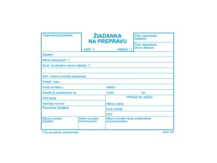Tlačivo Žiadanka na prepravu, A6, 100 listov