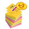 Silný samolepiaci Z-bloček Post-it,76 mm x 76 mm, 90 lístkov v bločku, Karnival, 6 bločkov v balení